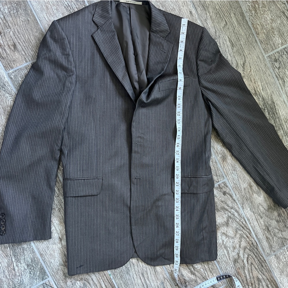 Burberry London Pinstriped Blazer, Brown Blue, 100% Wool, Men’s Size 40 Long - Picture 7 of 15